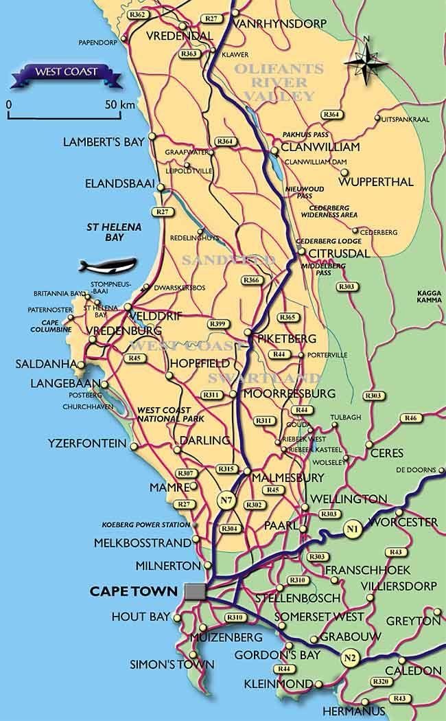 வரைபடம் கேப் டவுன் கடலோர
