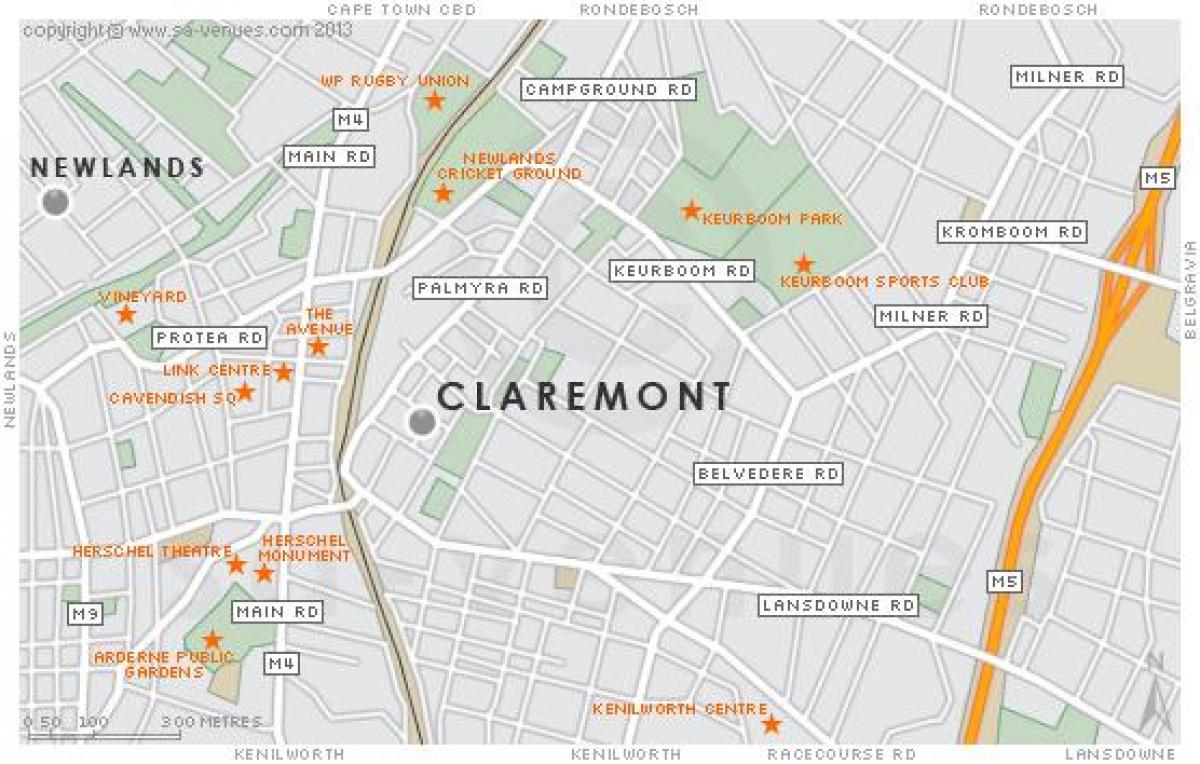வரைபடம் claremont கேப் டவுன்