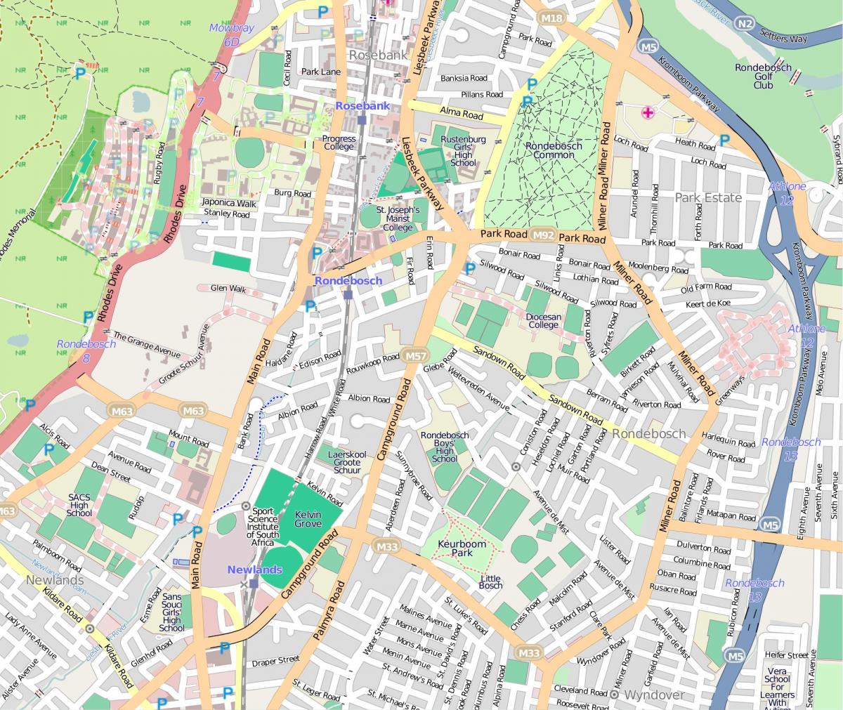 வரைபடம் rondebosch கேப் டவுன்