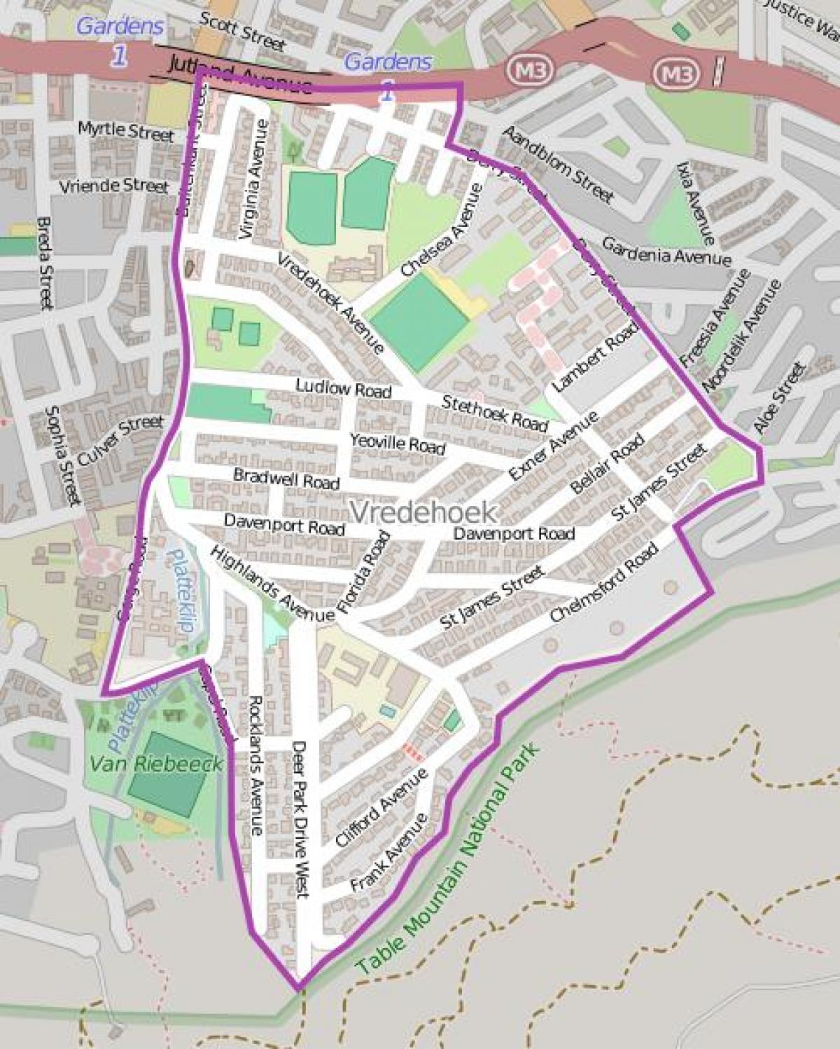 வரைபடம் vredehoek கேப் டவுன்