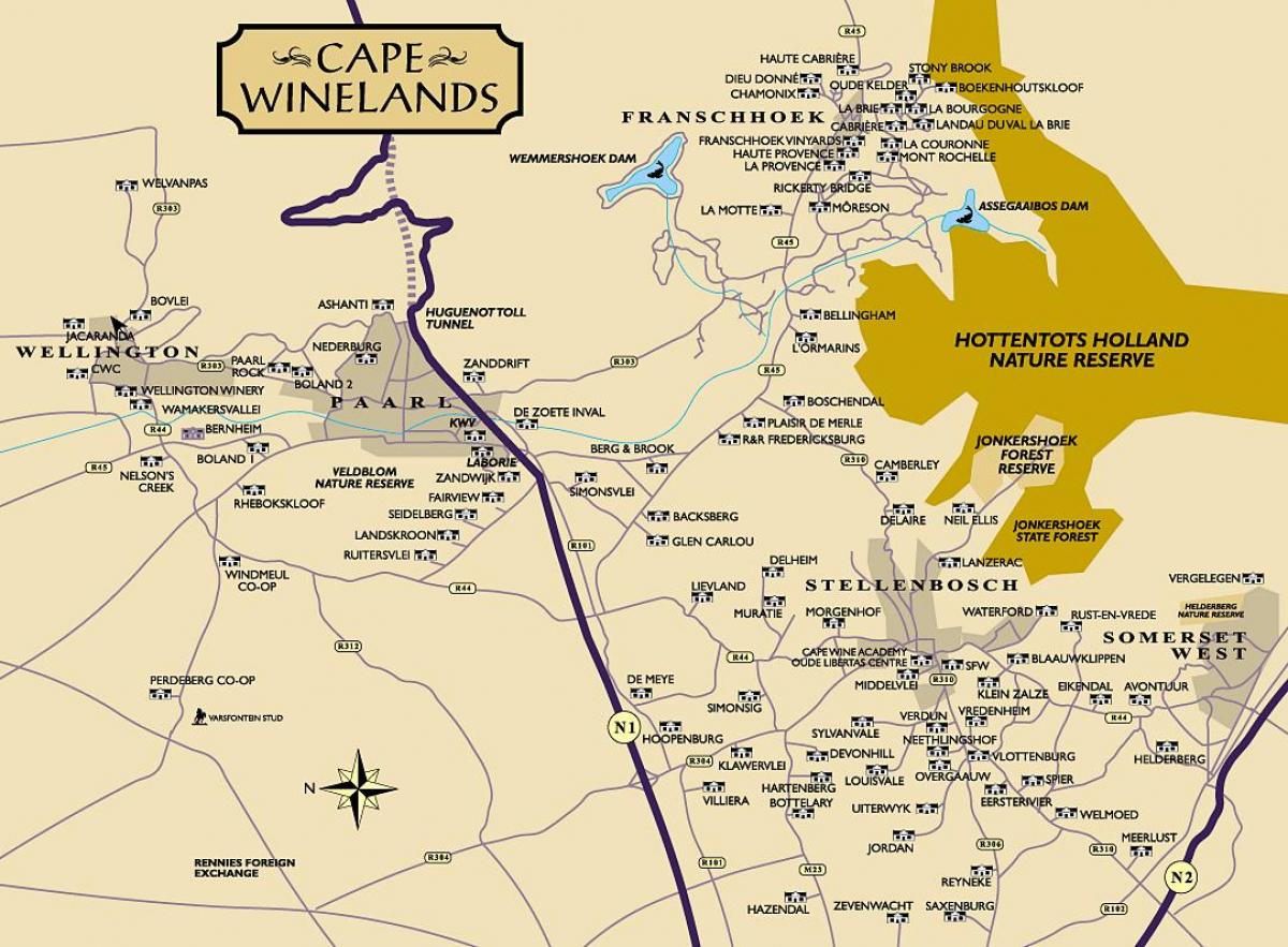 வரைபடம் winelands கேப் டவுன்
