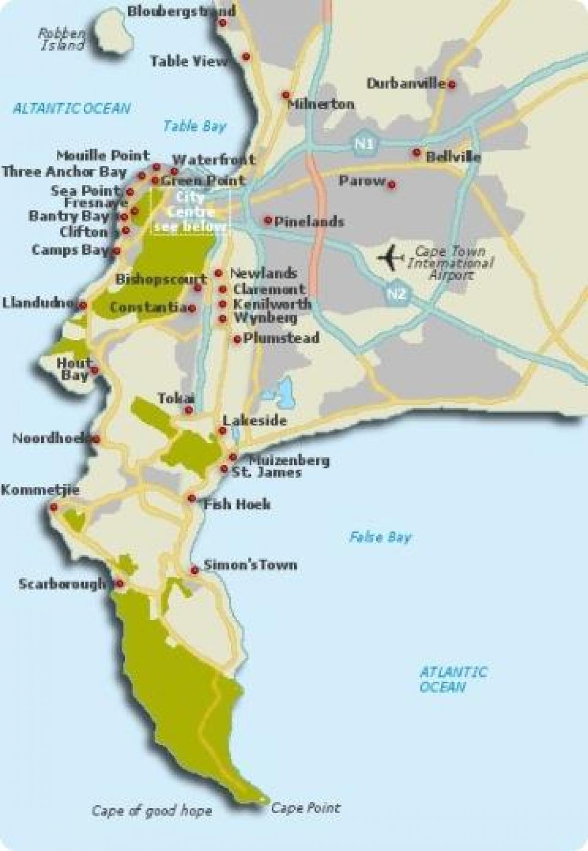 கேப் டவுன் பகுதிகளில் வரைபடம்
