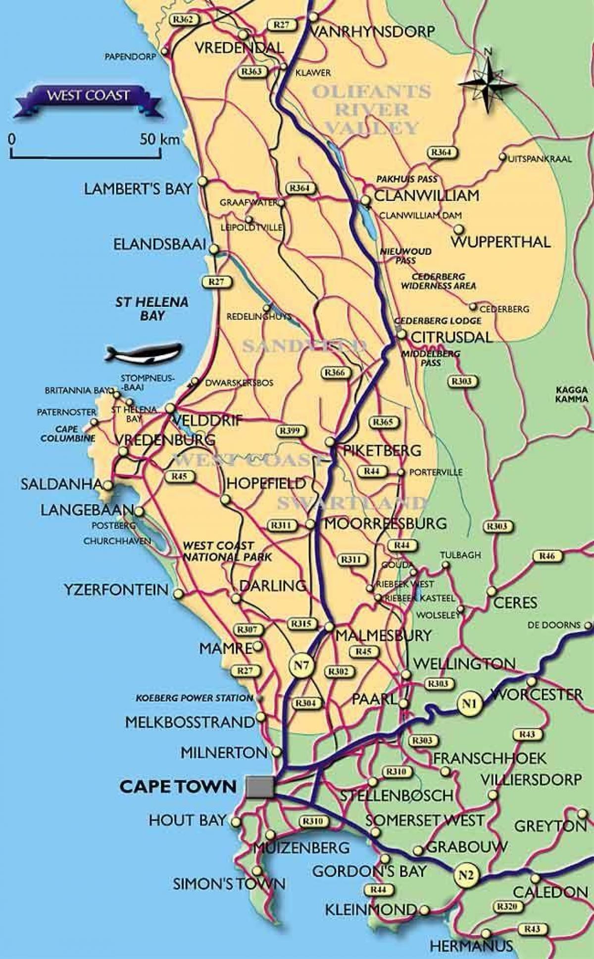 வரைபடம் கேப் டவுன் கடலோர