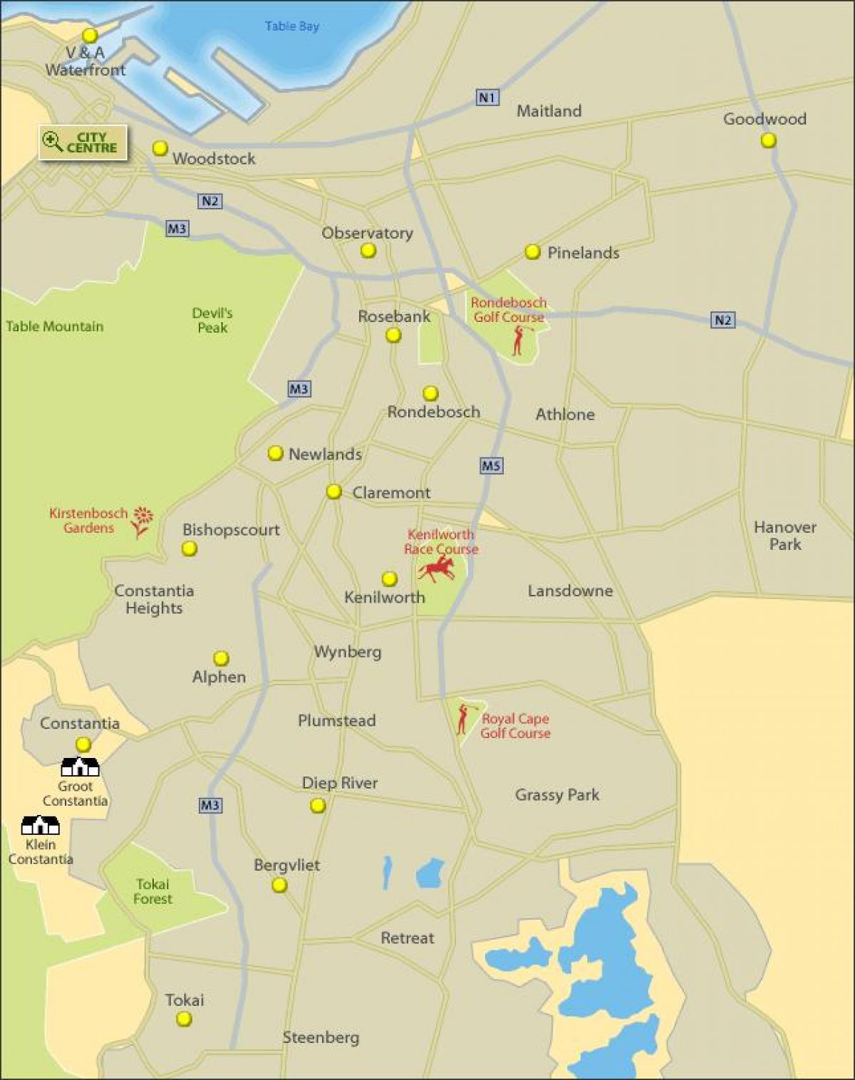 வரைபடம் கேப் டவுன் தெற்கு புறநகர்