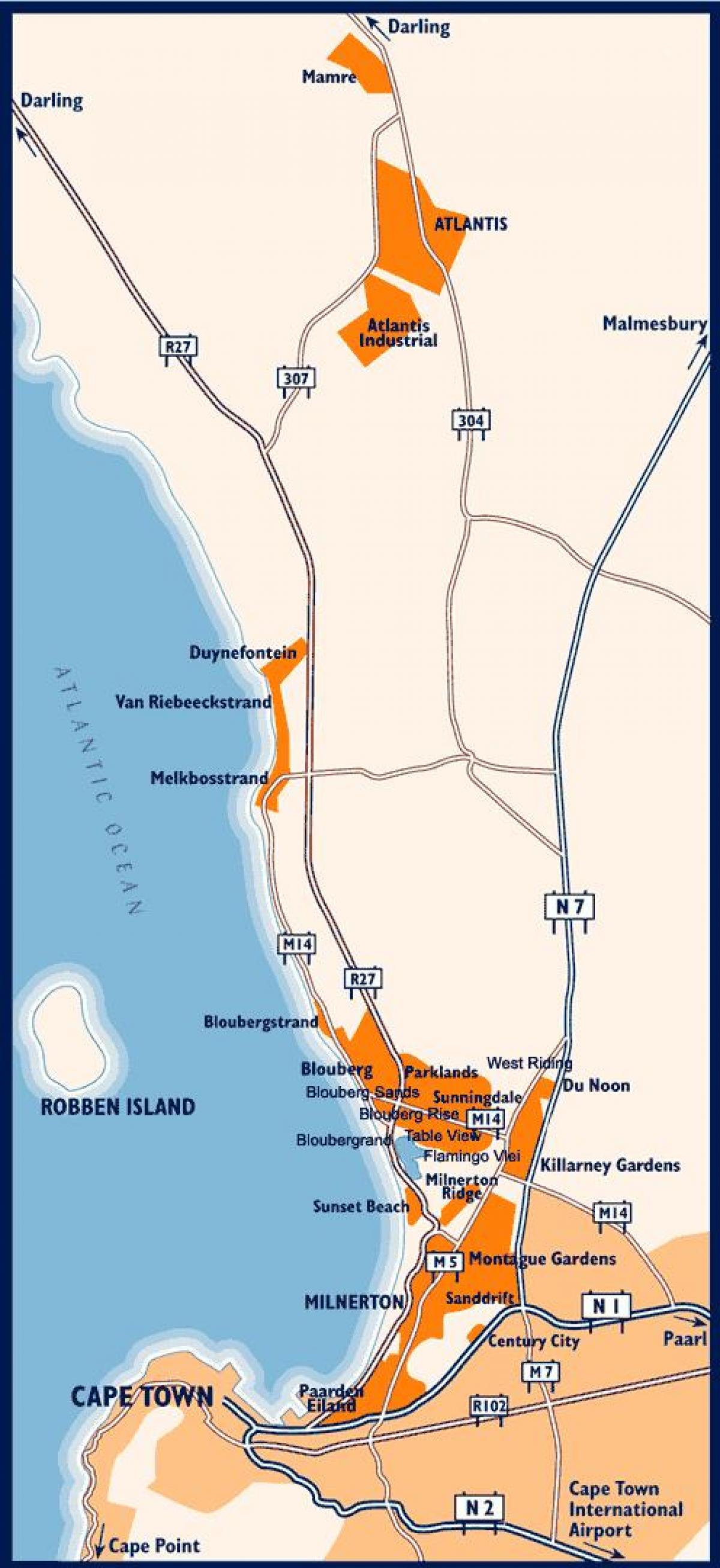வரைபடம் மேற்கு கடற்கரை கேப் டவுன்